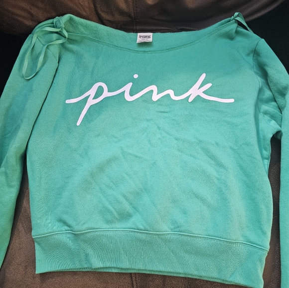 PINK Victoria's Secret Tops - PINK Green Long Sleeve Crop Size M